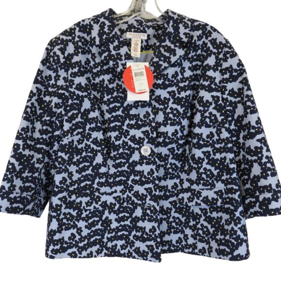 Elisabeth Petite NWT Sky Blue/Navy Floral AMERICAN GETAWAY Jacket, Size 20P - Picture 1 of 7